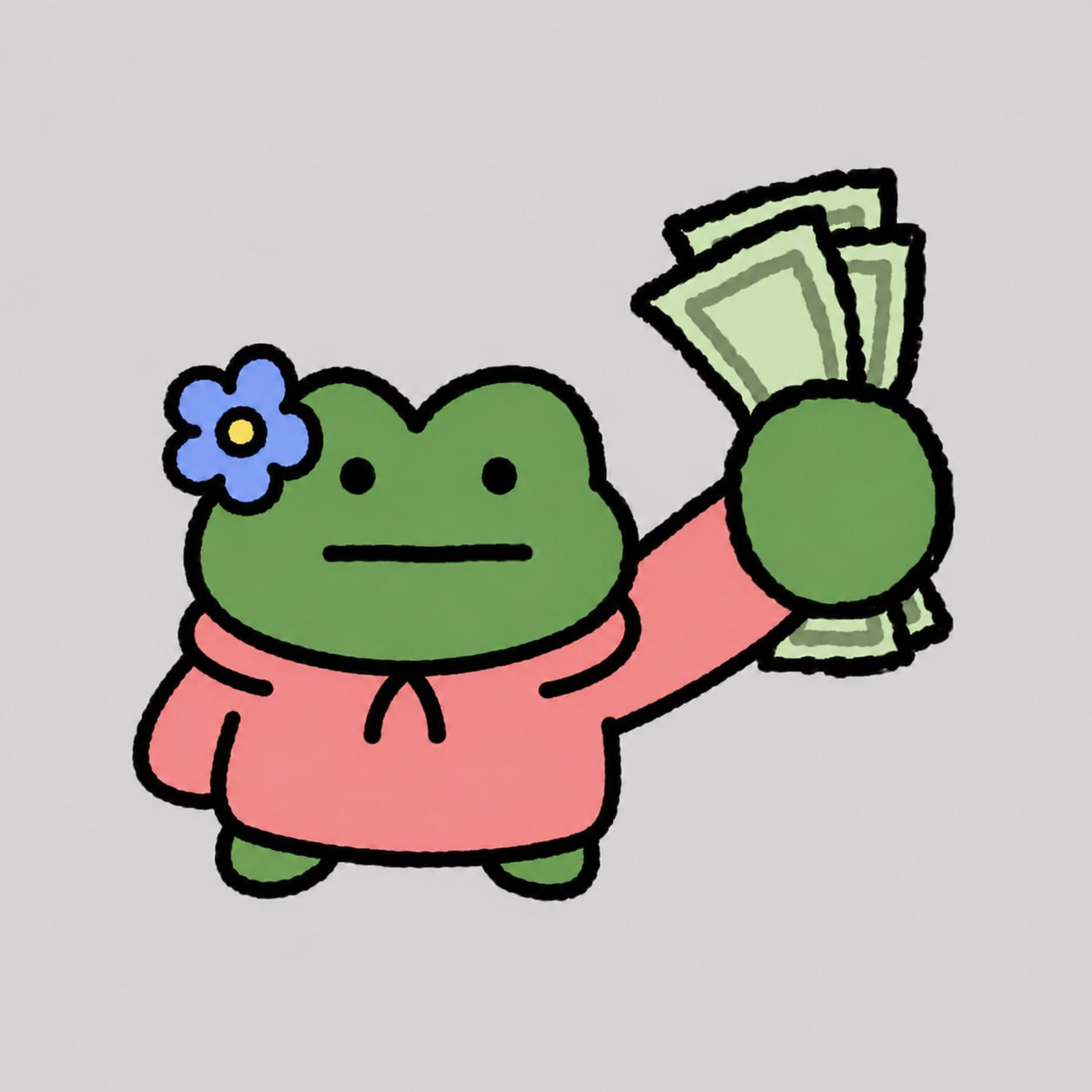 Froggy holding cash