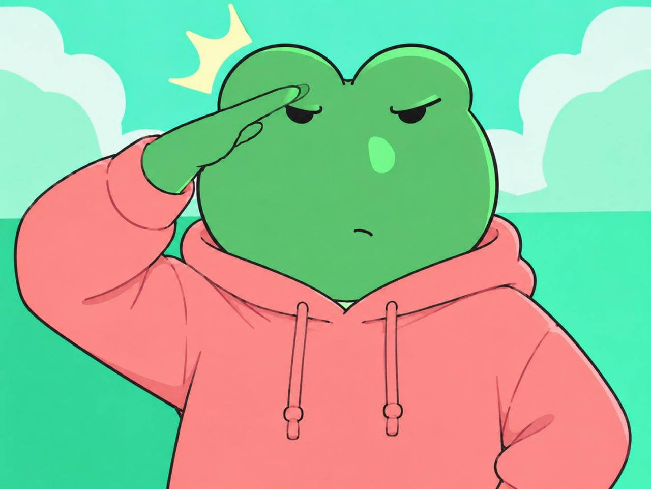 Froggy saluting